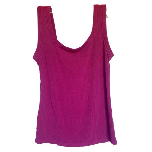 Easy Gala Women’s Tank Size Large Magenta Ribbed Square Neck Backless - Picture 1 of 5
